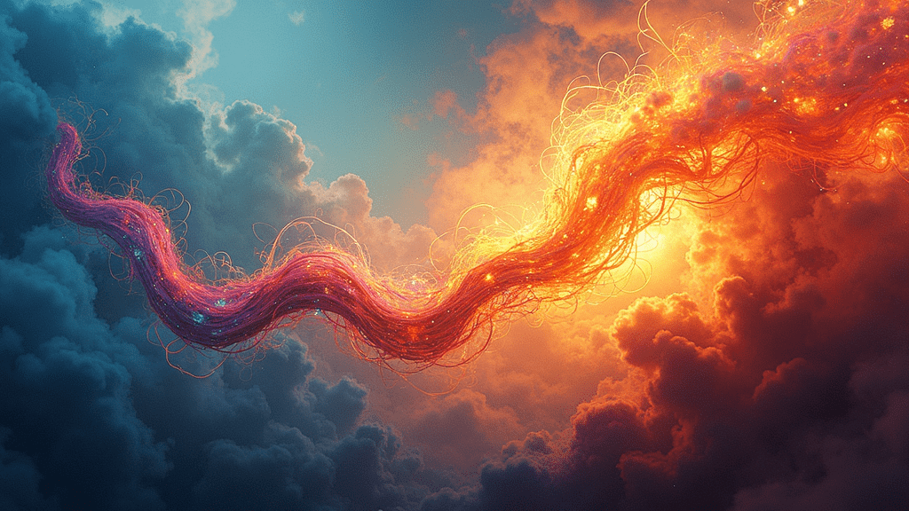 Colorful abstract representation of energy transformation, symbolizing turning fear into fuel