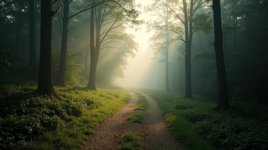 Navigating Uncertainty: How To Cultivate Emotional Resilience 2 A winding path through a misty forest landscape