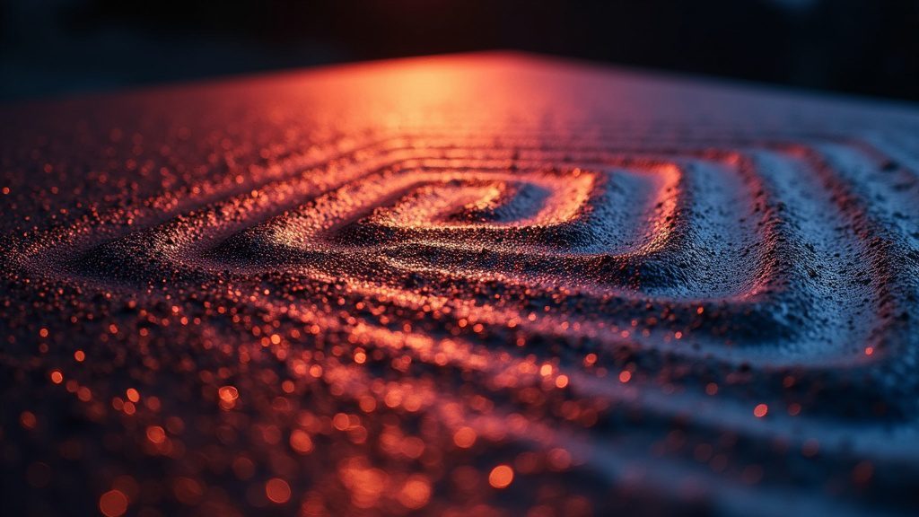 Sand forming symmetrical patterns on a vibrating metal plate