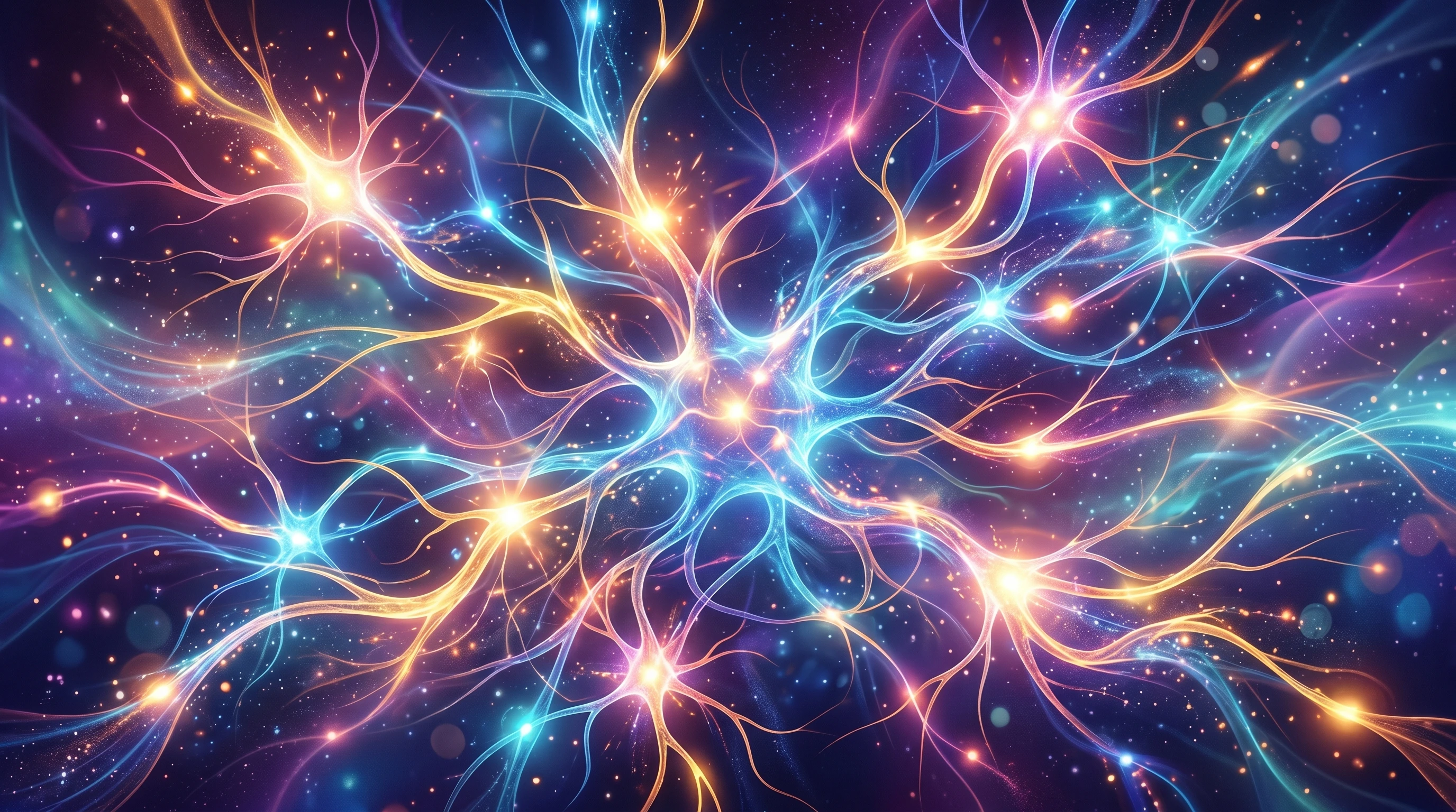 abstract colorful neural pathways illustration